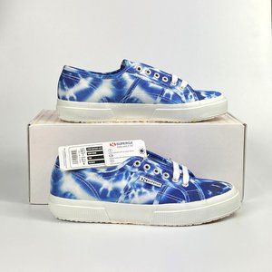 SUPERGA Sneakers Wm 8.5, COTU Tie Dye Indigo Blue Canvas Shoes, 2750, NIB!